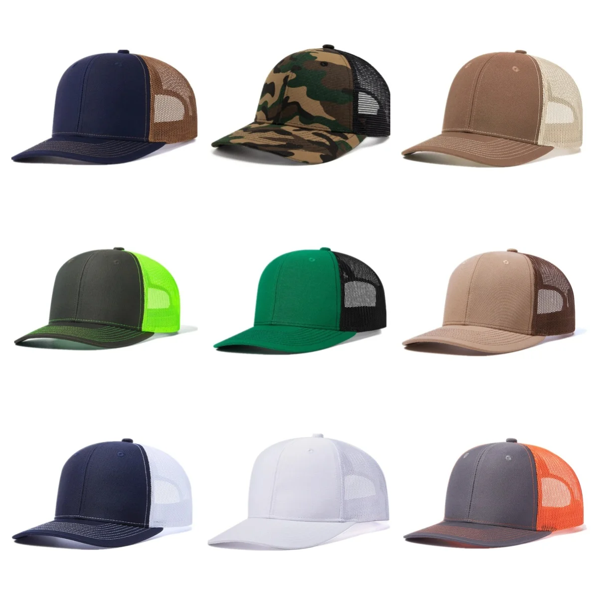 Hot Sale Unisex Cap Slight Curved Brim Style Trucker Hat  Men & Women Casual Outdoor Breathable Summer Cap