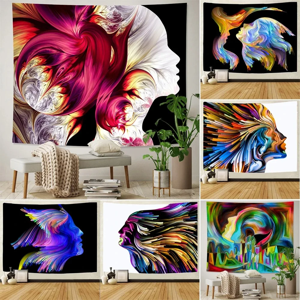 Abstract Men and Women Mural Home Decor Art Tapestry Psychedelic Scene Bohemian Decoration Tapestry Hippie Bedroom Sheets