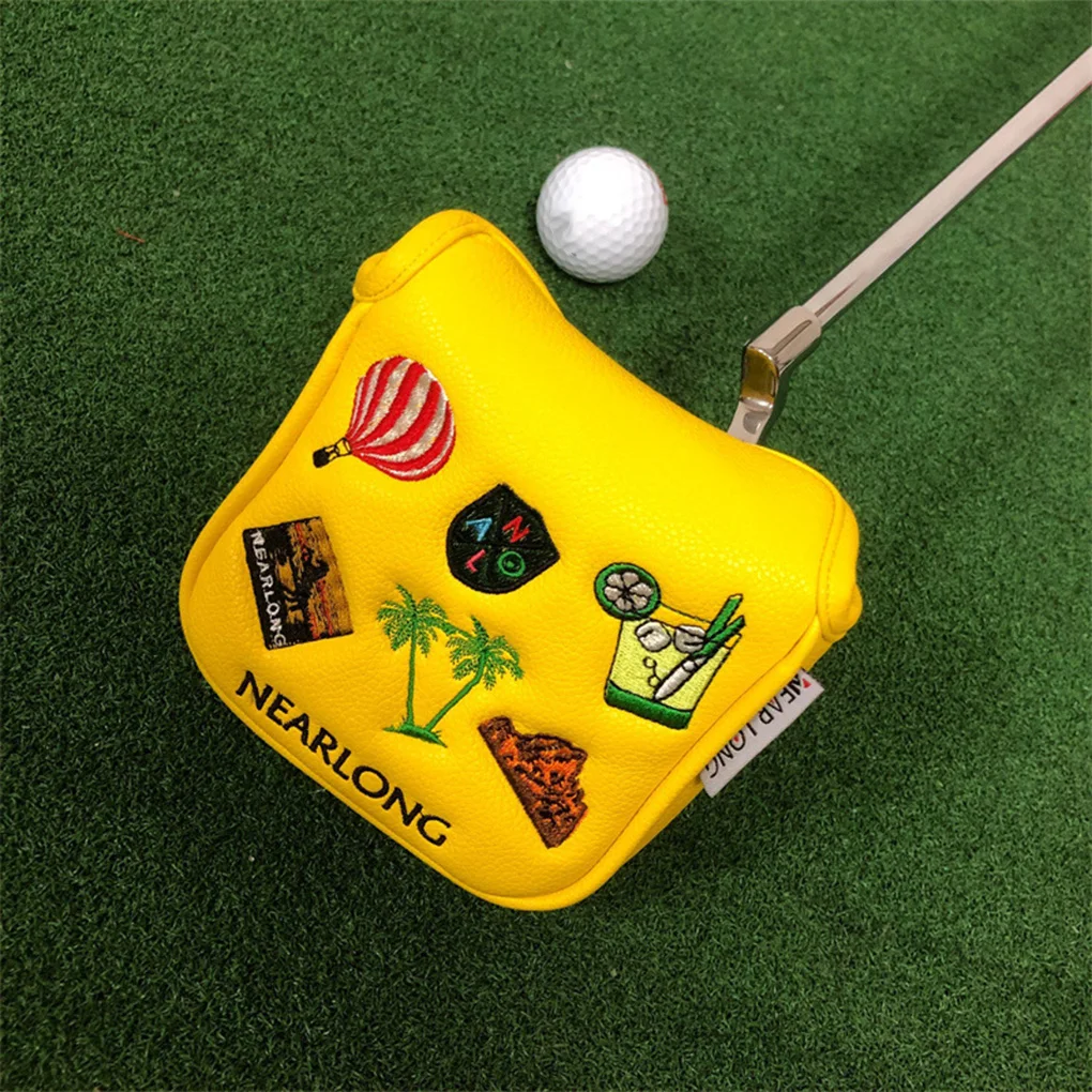 Golf Square/Round Putter Cover Multi Style Color Pattern Golf Headcover Magnetic Opening And Closing PU Leather Golf Club Cover