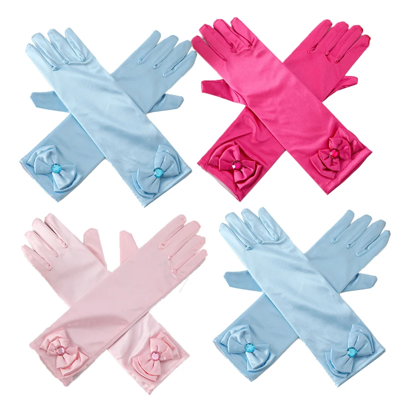 Disney Frozen Long Gloves Children\'s Printed Gloves Princess Elsa Bow Gloves Anna Etiquette Dressing Clothing Matching Girl Gift