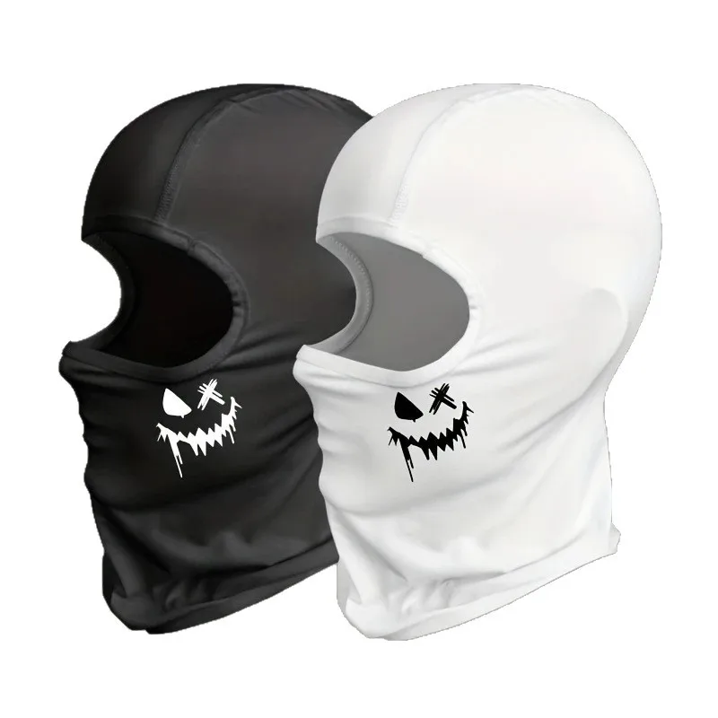2 Stück/1 Stück Skimaske mit lächelndem Gesichtsmuster, Sturmhaube für Herren, Outdoor-Radfahren, UV-Schutz, winddichter Schal für Snowboard