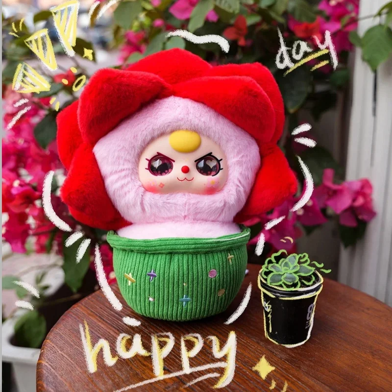 Babythree وعاء واحد زهرة صغيرة سلسلة أفخم صندوق أعمى لطيف الكرتون رائعة سطح المكتب دمية زخرفة لعبة مفاجأة صندوق غامض هدية