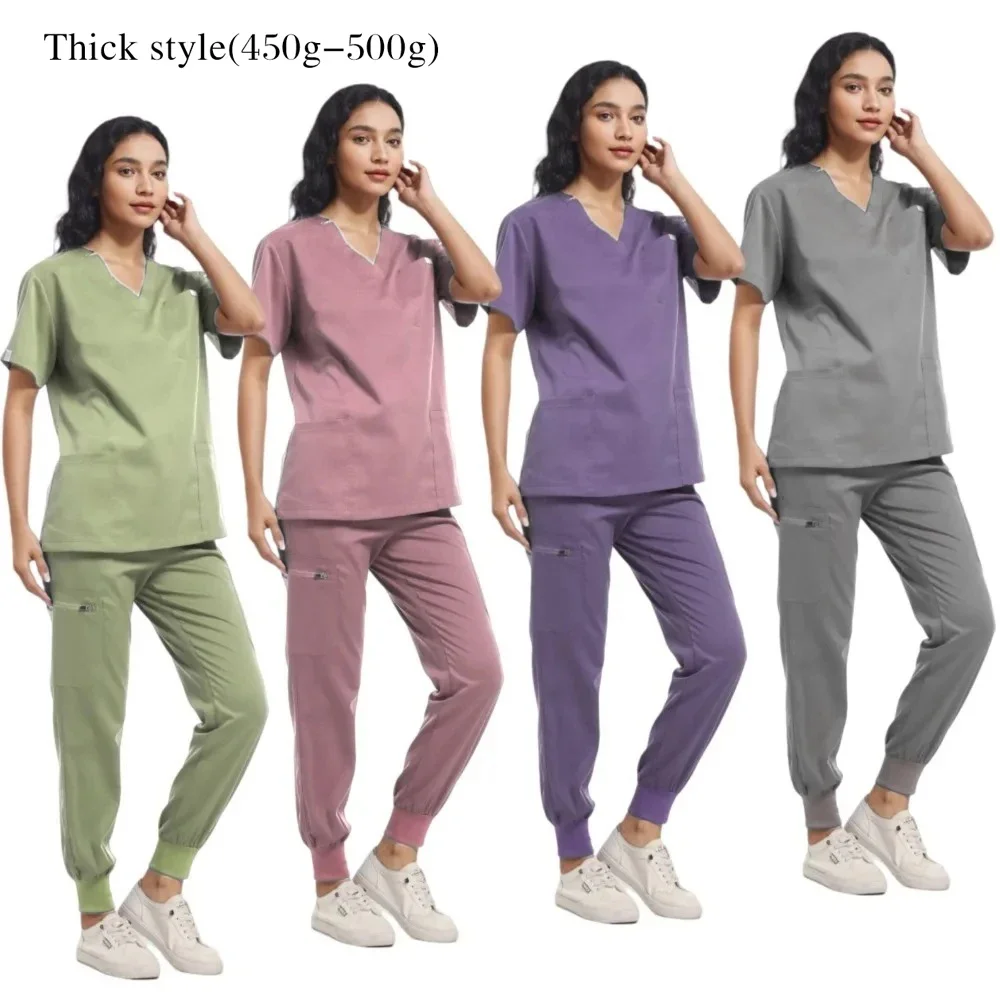 Conjunto de servicio médico de estilo grueso, traje exfoliante de enfermera, ropa de médico de Hospital, uniforme quirúrgico, pantalones superiores para correr Multicolor