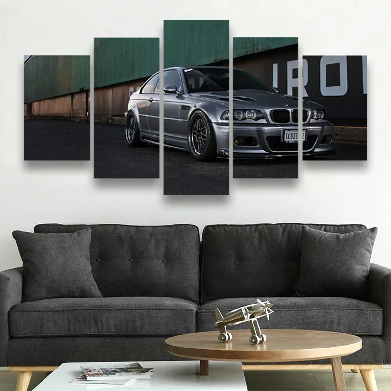 M3 E30 Sports Super Car Mural 5Pcs Decorative Wall Art Canvas Poster Paintings for Living Room Home Decor Picture Decoration