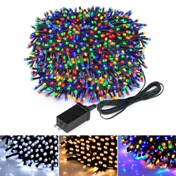 100LEDs-500LEDs luces LED de Navidad guirnalda de luces enchufe de la UE blanco cálido RGB luces de cortina LED DIY jardín decoración de fiesta en casa