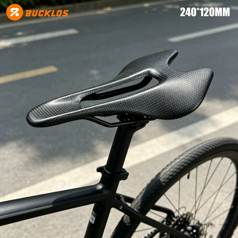 

BUCKLOS 240*120mm Bicycle Saddle Full Carbon Road Bike Seat Ultralight Mountain Bike Cushion Shock Absorbing Cycling Saddle