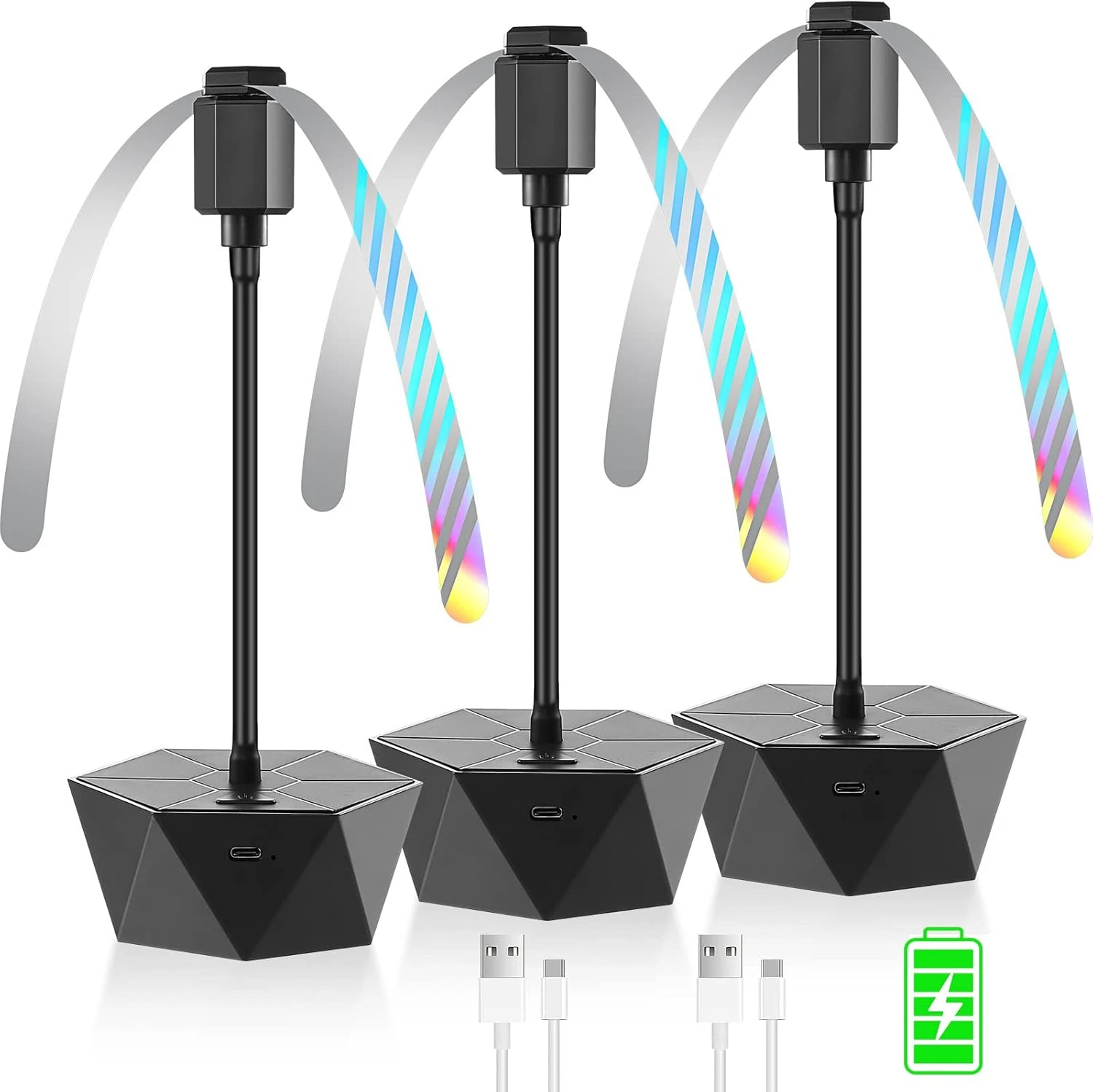 Rechargeable Fly Fan for Tables - Holographic Blades Keep Flies Away Indoors/Outdoors, Ideal for Picnic, Party & BBQ