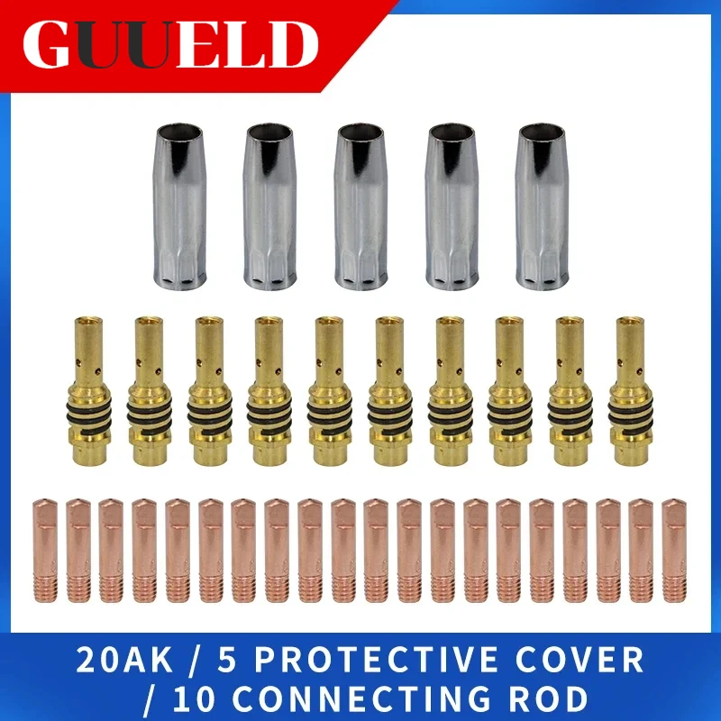 35Pcs 15AK Welding Torch Consumables 0.6mm 0.8mm 1.0mm 1.2mm MIG Torch Gas Nozzle Tip Holder of 15AK MIG MAG Welding Torch