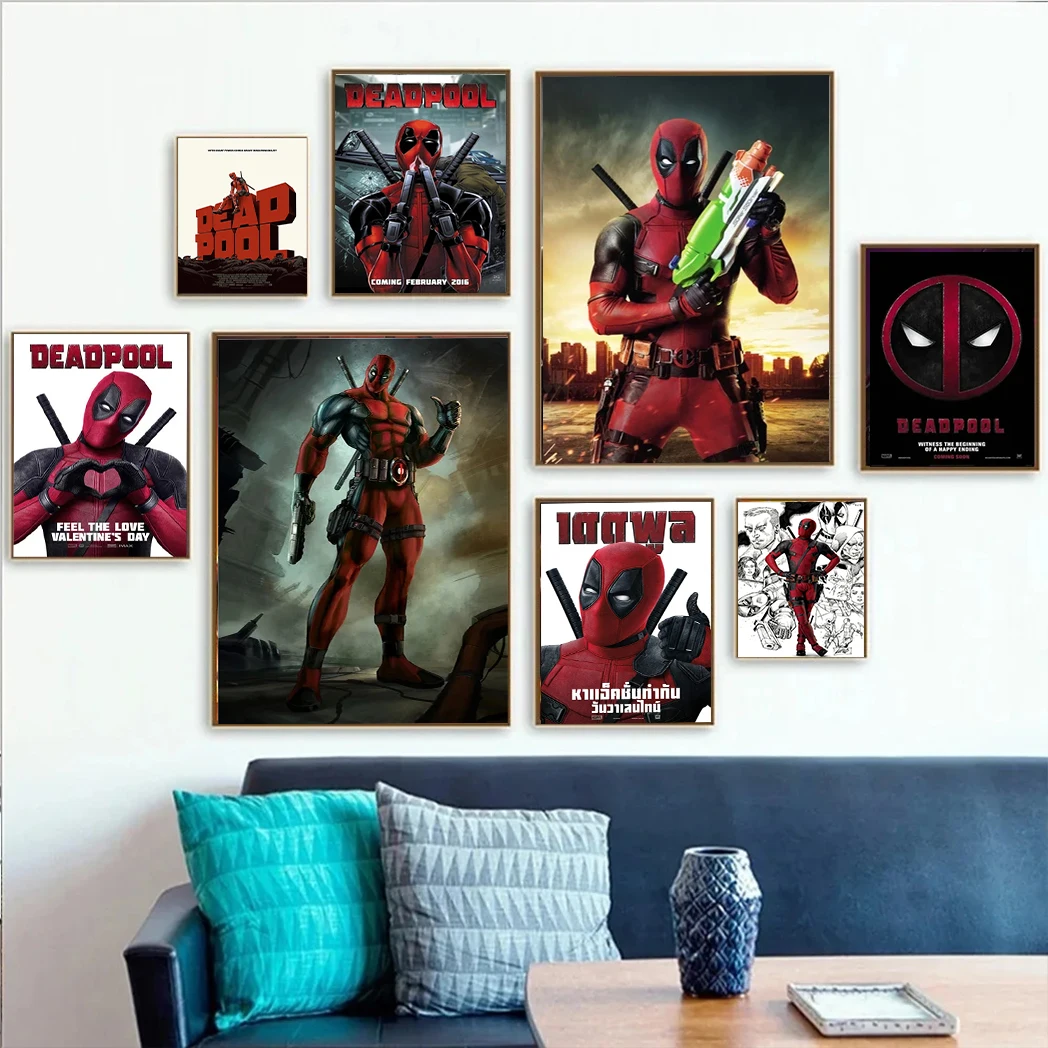 Frameless Marvel Wall Art Posters SpiderMan Iron Man Avengers Superhero Kid Room Decor Cartoon Canvas Painting Picture Print Gif
