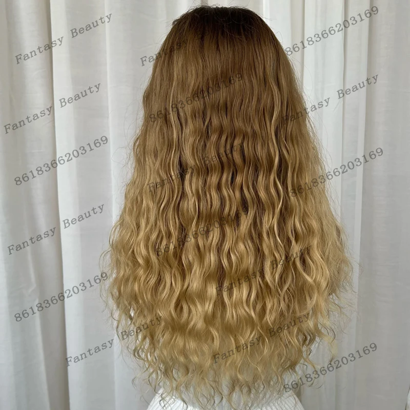 # 4 جذور بنية أومبير العسل البني شعر بشري مجعد 1x4 U جزء الباروكات للنساء السود غلويليس طويل موجة عميقة U جزء الباروكات سهلة ارتداء #4