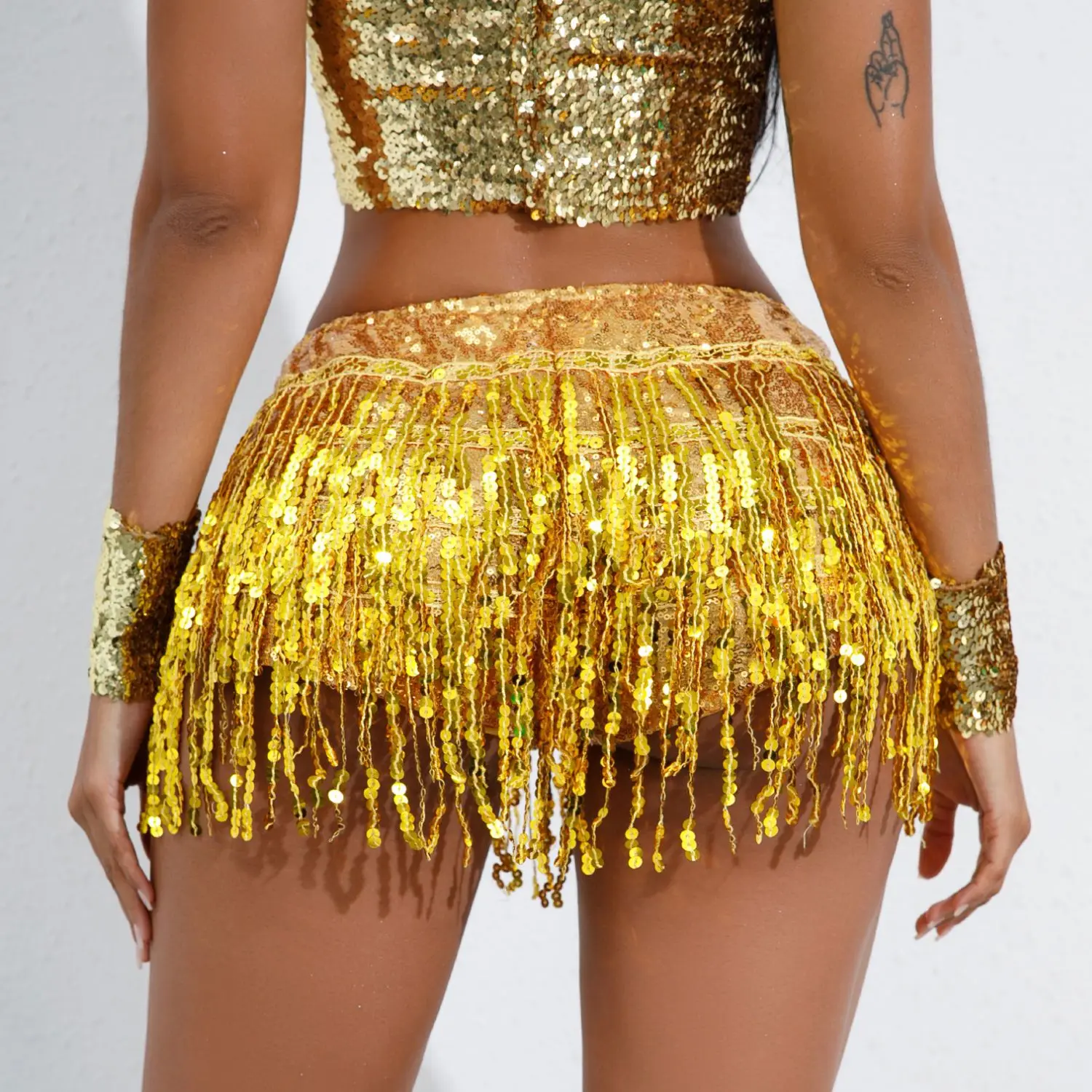 Hip Wrap Tassel Dress, Latin Dance Dress, Stage Performance Dress, Female Sequin Shorts, Tassel Performance Dress, Dance Bar