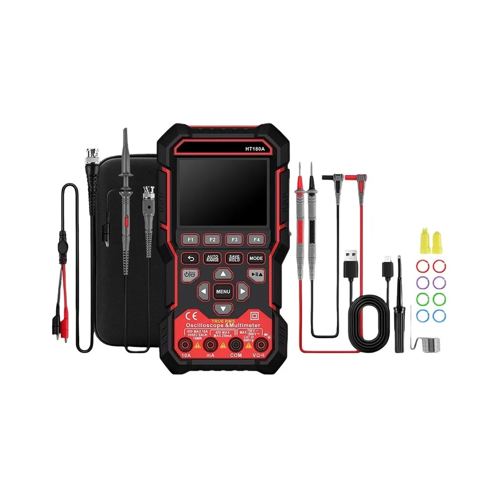 HT180A Dual Channel Oscilloscope Multimeter 50MHz 100MSa/s Sampling Rate 3.2 inch 320x240 TFT Screen for Technicians