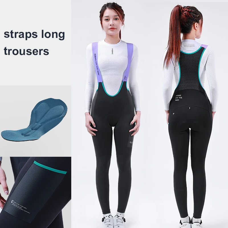 INBIKE Damen Professionelle Radträgerhose Winter Fleece Fahrradbekleidung Hose 3D-Polsterung Rennradhose für Damen