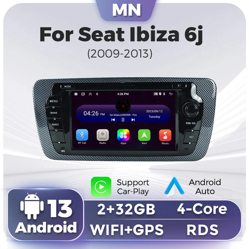 Carplay Android Auto Car Radio For Seat Ibiza 6j 2009 2010 2011 2012 2013 Multimedia Video Player GPS BT Stereo Head Unit NO DVD