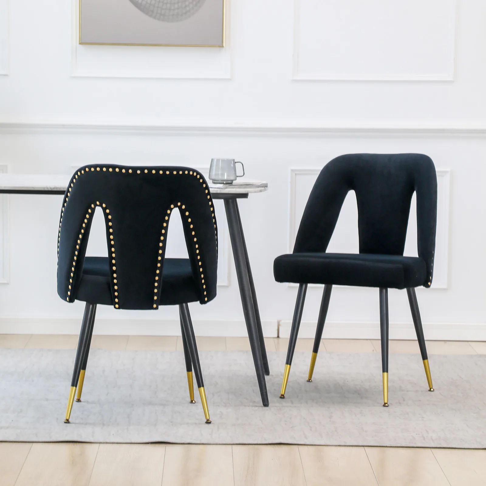 #Light Luxury Creative Metal Rivet Dining Chair Factory Direct Soft Upholstered Seat for Hotel and Dining Room
