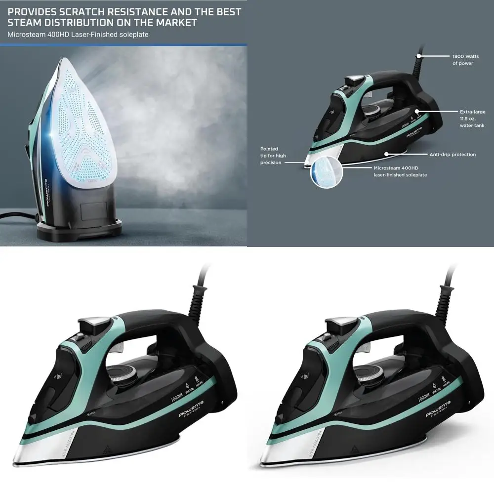 

Паровой утюг из нержавеющей стали с 400 микропаровыми отверстиями, 1800 Вт, цифровой дисплей, прецизионный наконечник для одежды и тканей