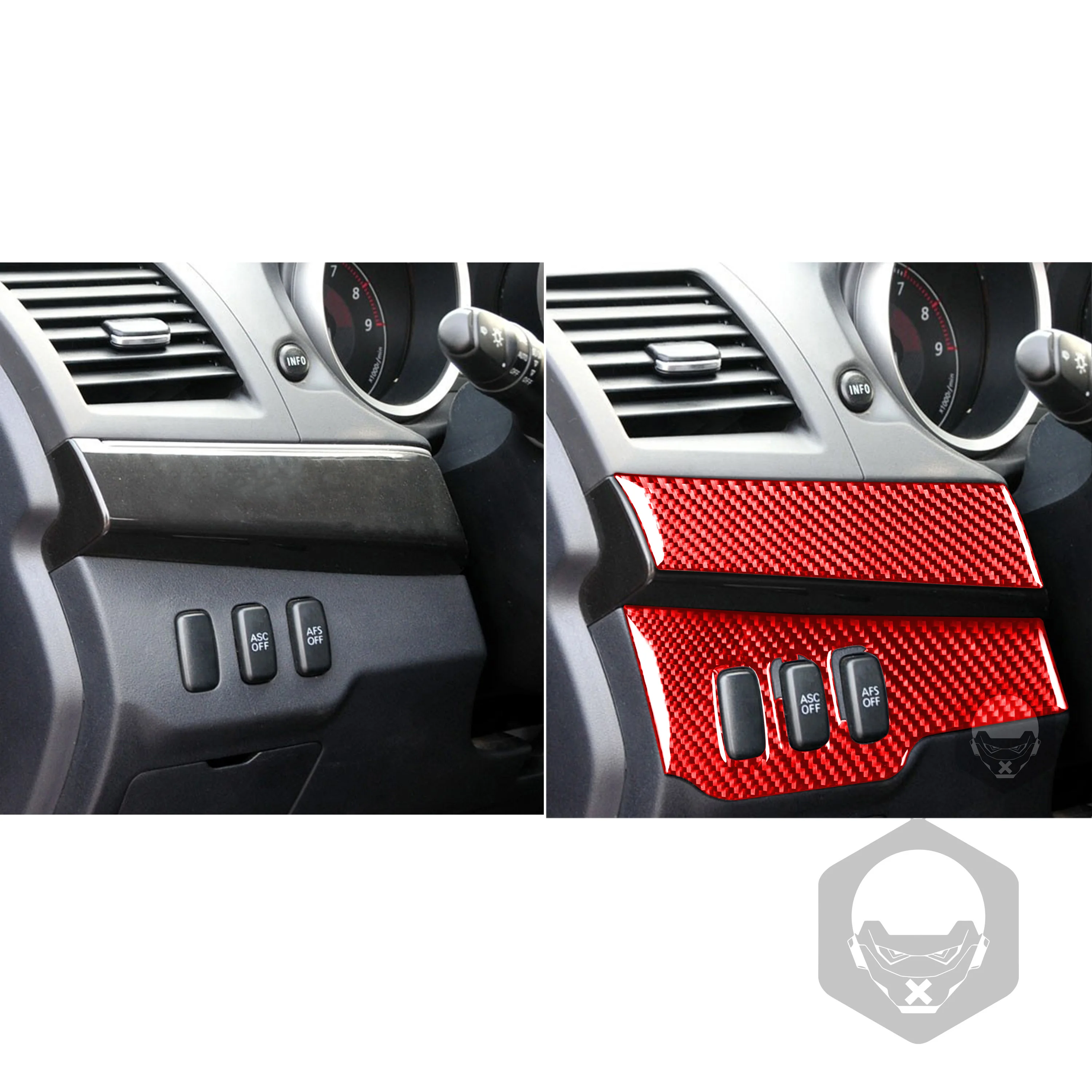 For Mitsubishi Lancer EVO X MR 2008-2015 Car Accessories Red Carbon Fiber Interior  Gare Lifting Storage Trim Sticker Set