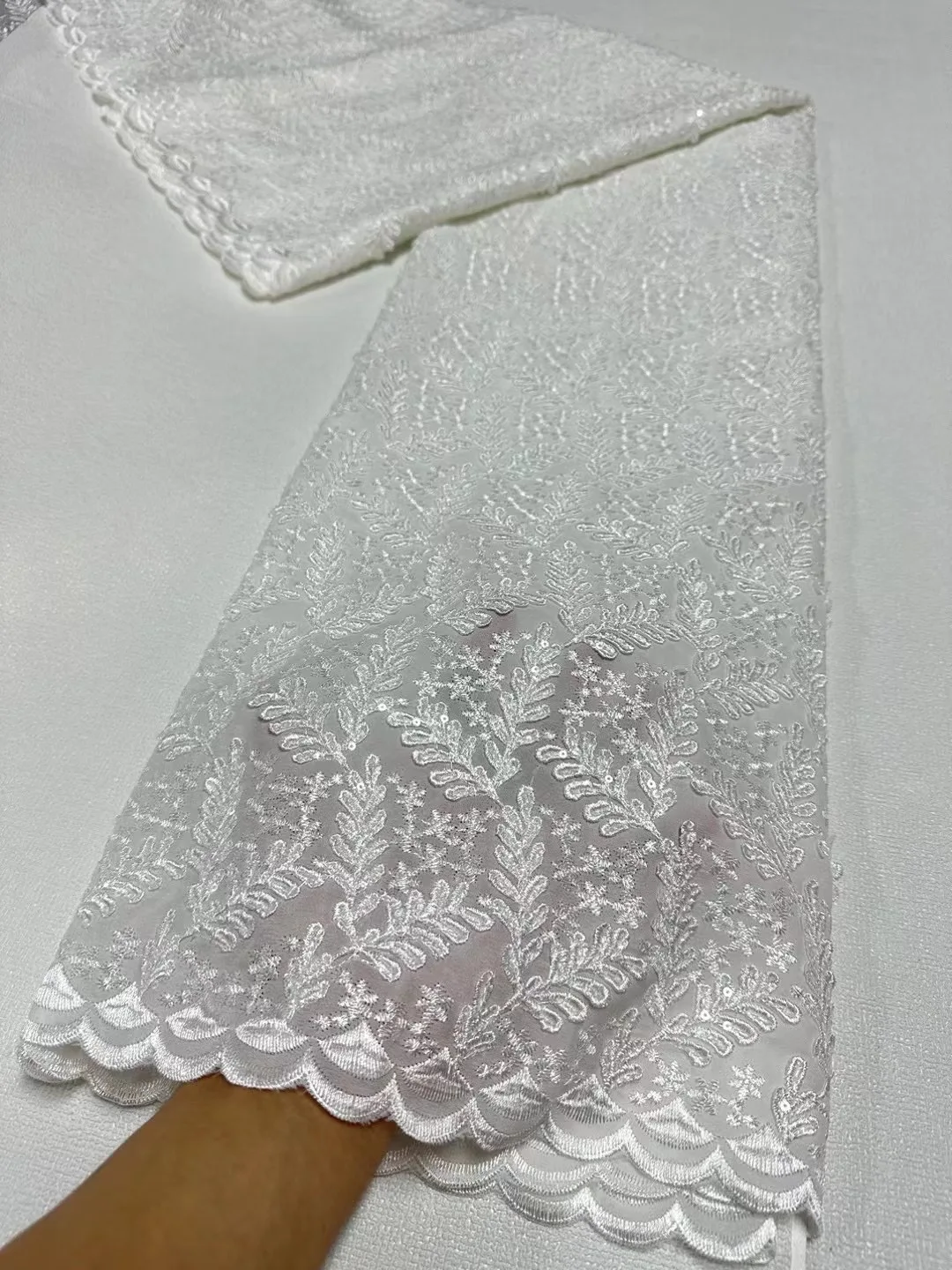 White French Cotton Lace Fabric 2024 Latest High Quality 5 Yards Nigerian African Lace Fabric For Party Dress Sewing JL389