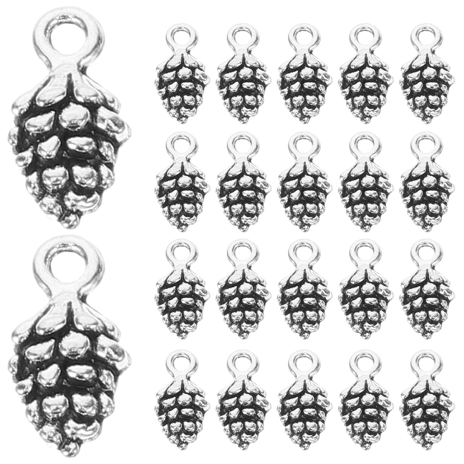 50pcs Christmas Pine Cone Alloy Pendants for DIY Necklace Bracelet Craft Holiday Ornaments Gifts Jewelry Making Accessories