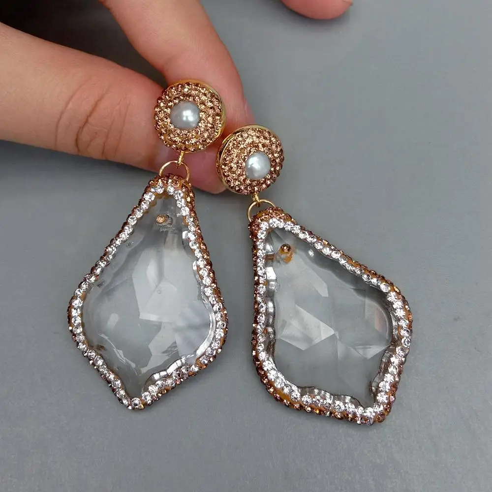 

Y·YING Female Clear Glass Drop Earrings Stone Earrings Crystal Long Dangle Earrings For Women Girl's