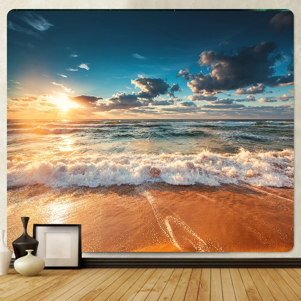 Seaside sunrise home decoration art tapestry hippie bohemian decoration psychedelic scene wall decoration tapestry