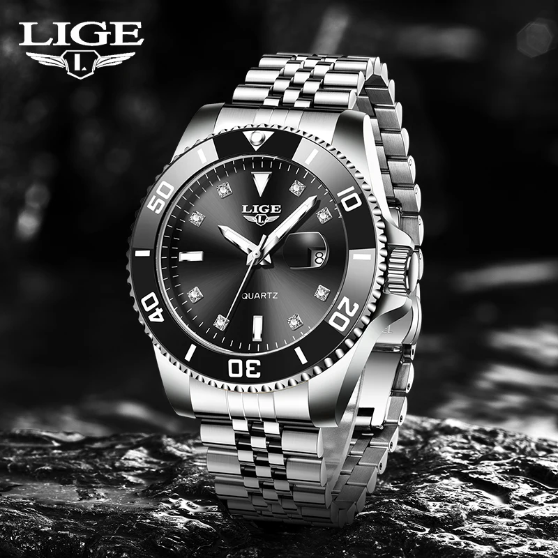 

LIGE 2024 New Quartz Wristwatches Casual Business Luxury Mens Watch Waterproof Luminous Stainless Steel Watches Men Reloj Hombre