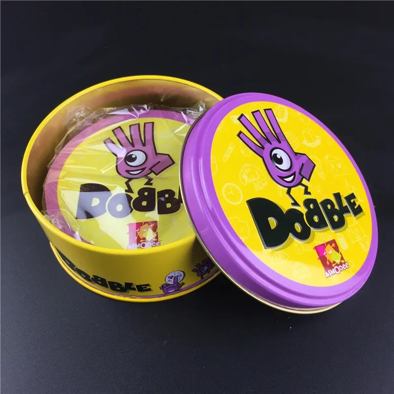 60 Styles Double juego Card Dobble Card Game Table Board Game for Dobbles Kids HP Metal Box Card Matching Toys for Childrens