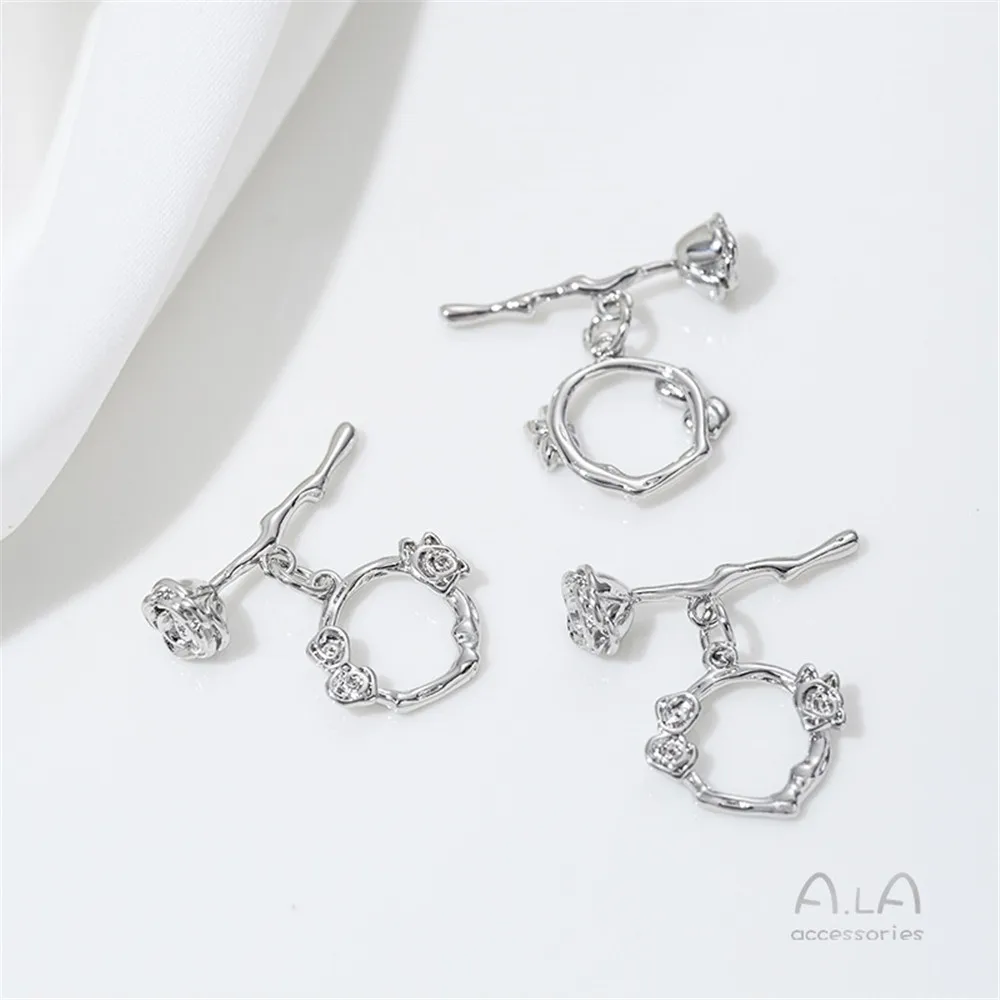 14K Gold Plated Rose OT Clasp, Wreath Branch Design End Clasp for DIY Necklace Jewelry Making