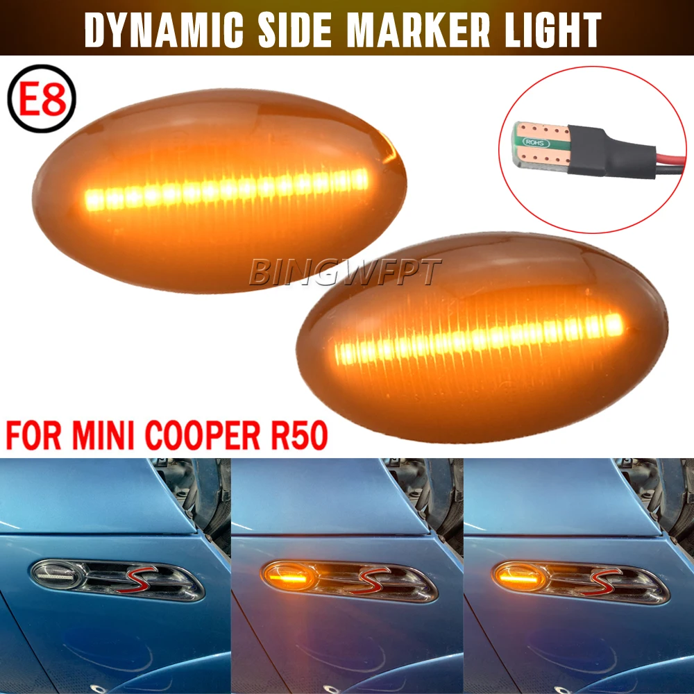 For BMW MINI Cooper R50 R52 R53 Dynamic LED Side Marker Light Sequential Turn Signal Lamp 2002 2003 2004 2005 2006 2007 2008