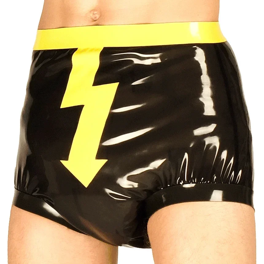 100% Latex Diaper With Lightning Trims Loosely Smocking Rubber Bloomers Shorts Underpants Underwear