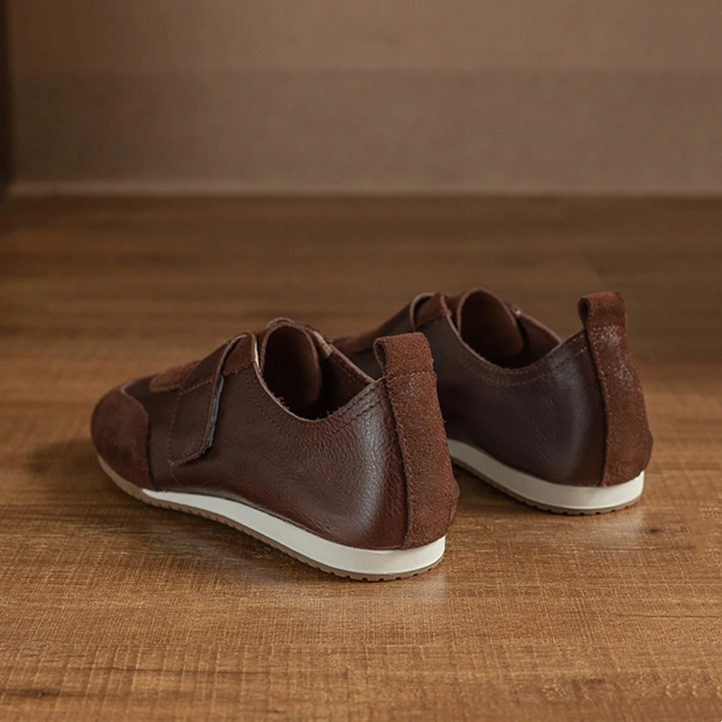 AIYUQI 2026 new Women Retro Flat Sneakers Closure Spliced Suede Leather Training shoes Casual Daily Walking Ladies Shoes