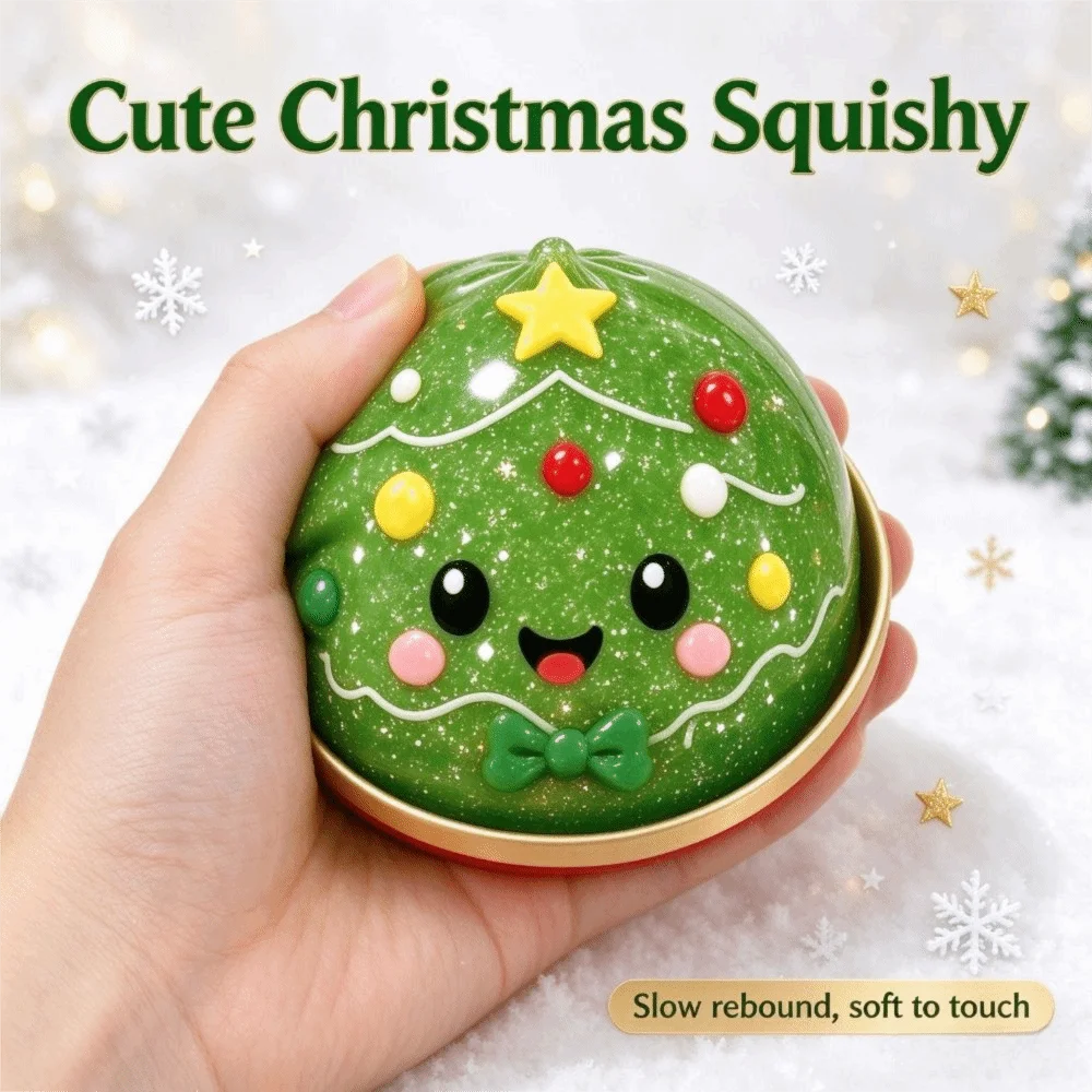 Soft Texture Christmas Stress Squeeze Toy Slow Rise Reindeer Squishy Fidget Ball TPR Comfortable Christmas Party Favors