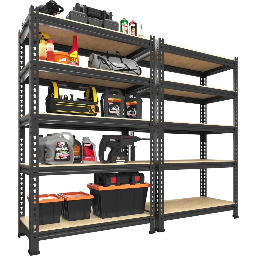 

Storage Shelves 2 Pack 5 Tier Adjustable Garage Storage Shelving, Heavy Duty Metal Storage Utility Rack Shelf Unit