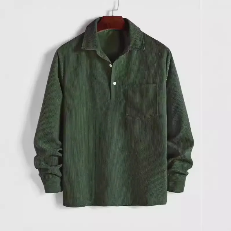 

Long Sve Men's irt Casual Loose Fit Velvet Fabric ket Design Comfortable Breathable Daily Wear Chinese Brand