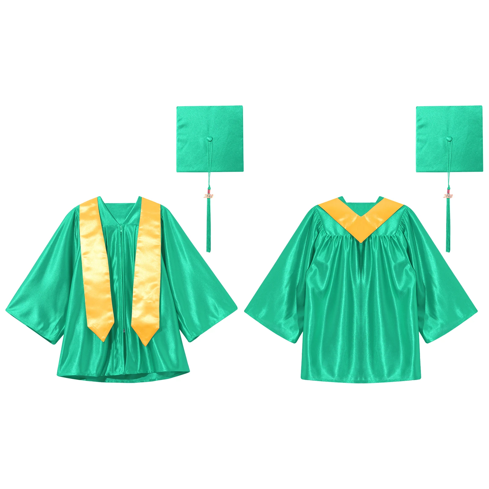 Girl Bachelor School Uniform Set with Badge Tassel Kindergarten Graduation Gown Outfit Boys Girls Boys Preschool Outfits