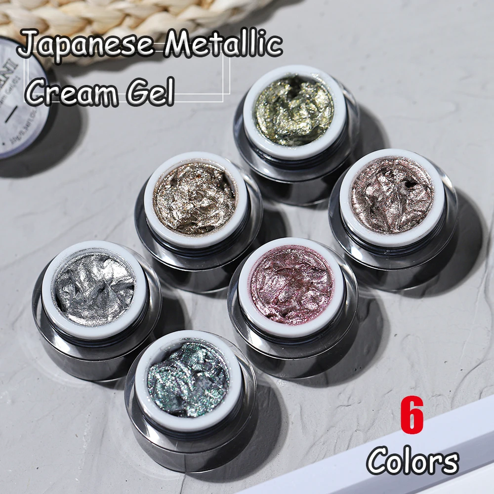 Vendeeni 6 Colors Cream Metal Gel Nail Polish Shiny Platinum UV Soak Off Gel Lacquer Painting Edge Line Gel Varnish For Nail Art