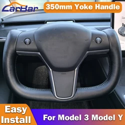 Carbar 350mm 요크 스티어링 휠 Tesla Model 3 Y 2018 2019 2020 2021 2022 2023 요크 핸들 레이싱 모델 S 스타일