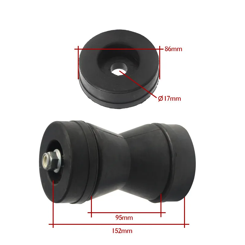 Black Rubber Trailer Boat Head Head Bow Support Combination Roller Yacht Motorboat Trailer Accessories
