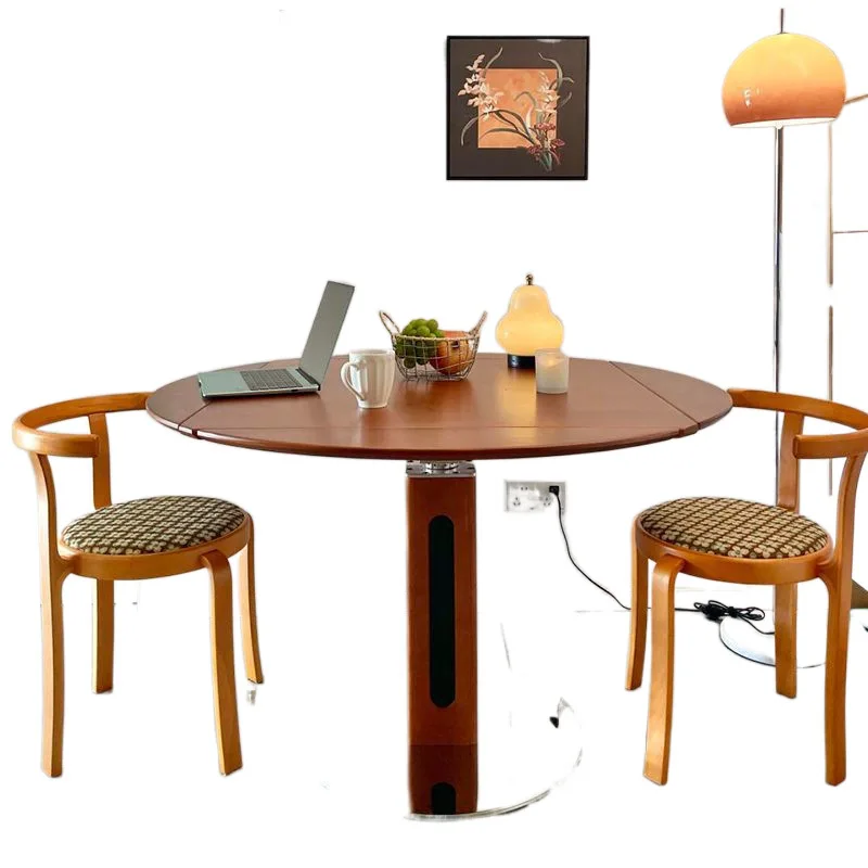 

Medieval foldable, round dining table household small apartment, square and round dual-purpose table stainless steel