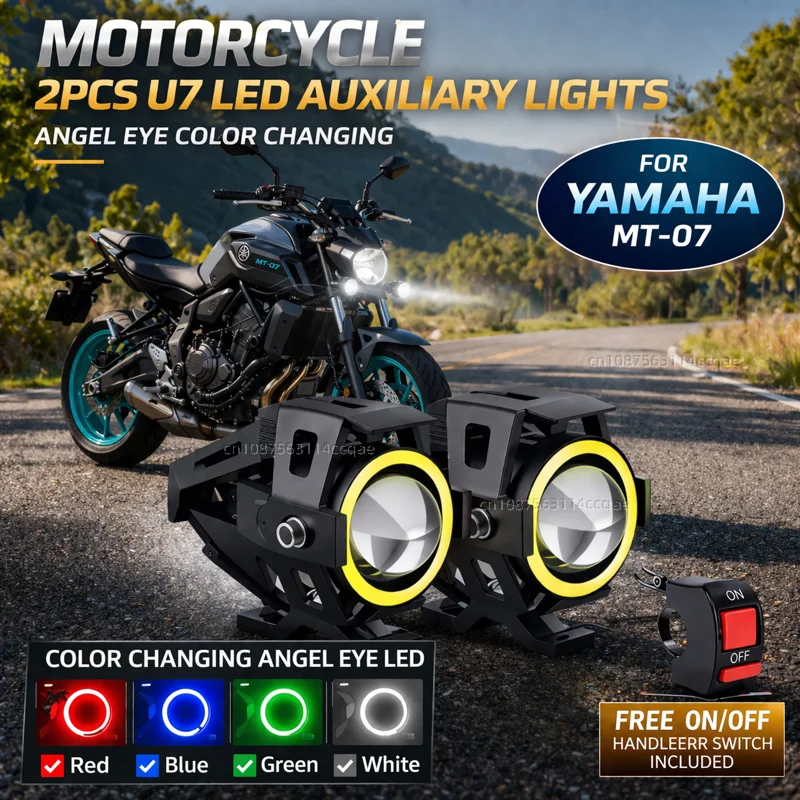 

Waterproof Motorcycle LED Headlight 3000LMW U7 Motorbike LED Driving Fog Spot Light with Switch For YAMAHA MT-07 MT07 MT 07