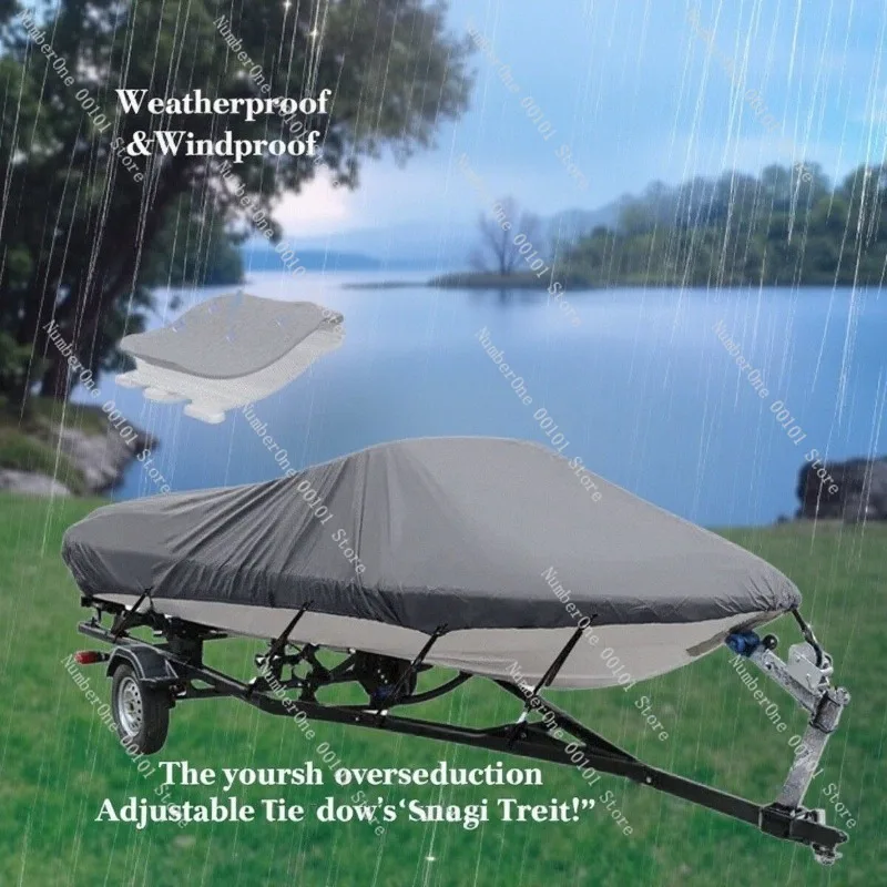 Rain, Snow, and Leaf-proof Boat Cover, Oxford Fabric 210D, Fast Boat Trailer Protection, V-shape Fishing Boat Cover