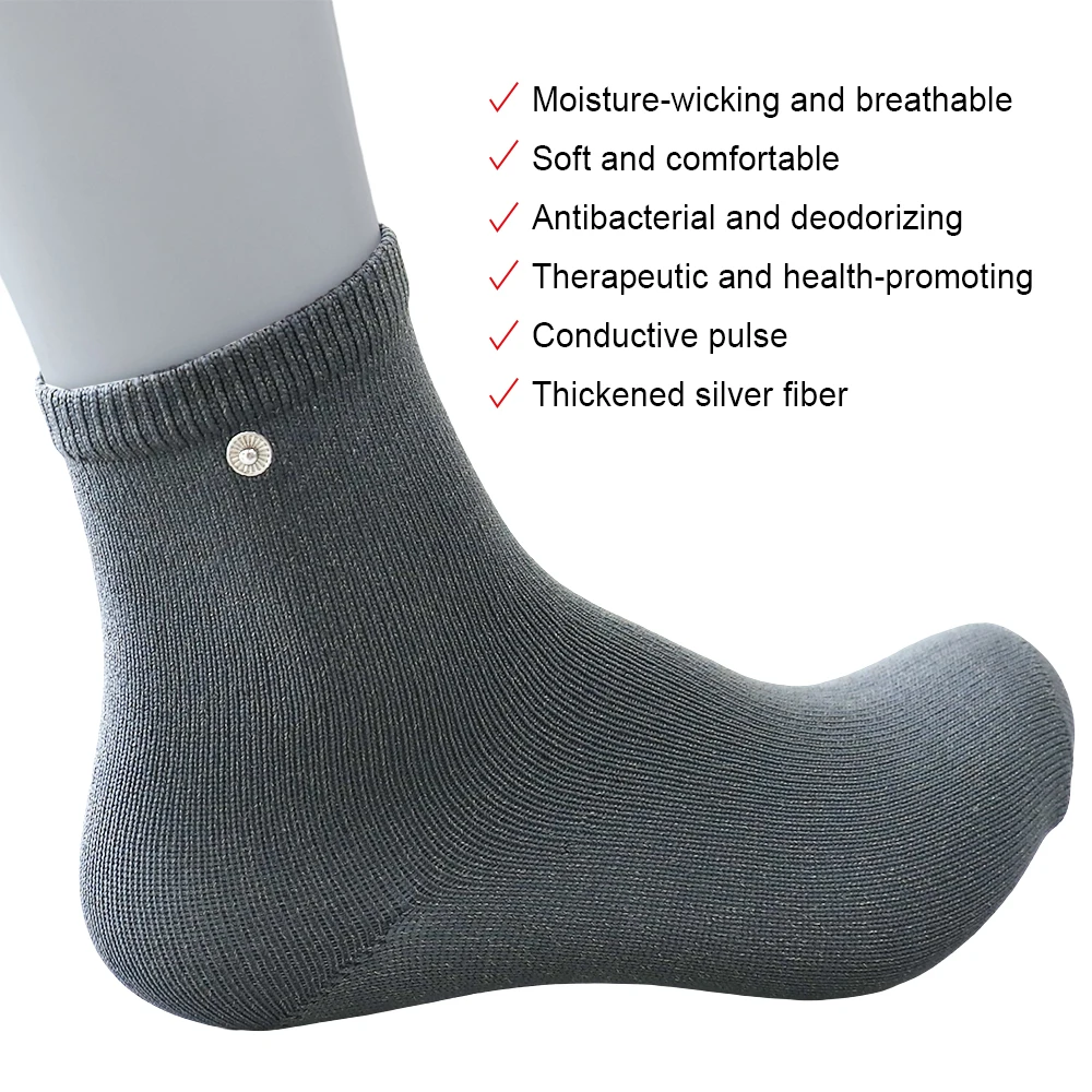TENS EMS Electrode Massage Physiotherapy Socks Silver Fiber Foot Protectors Anti Static Body  Muscle Stimulator Massage Device view 5