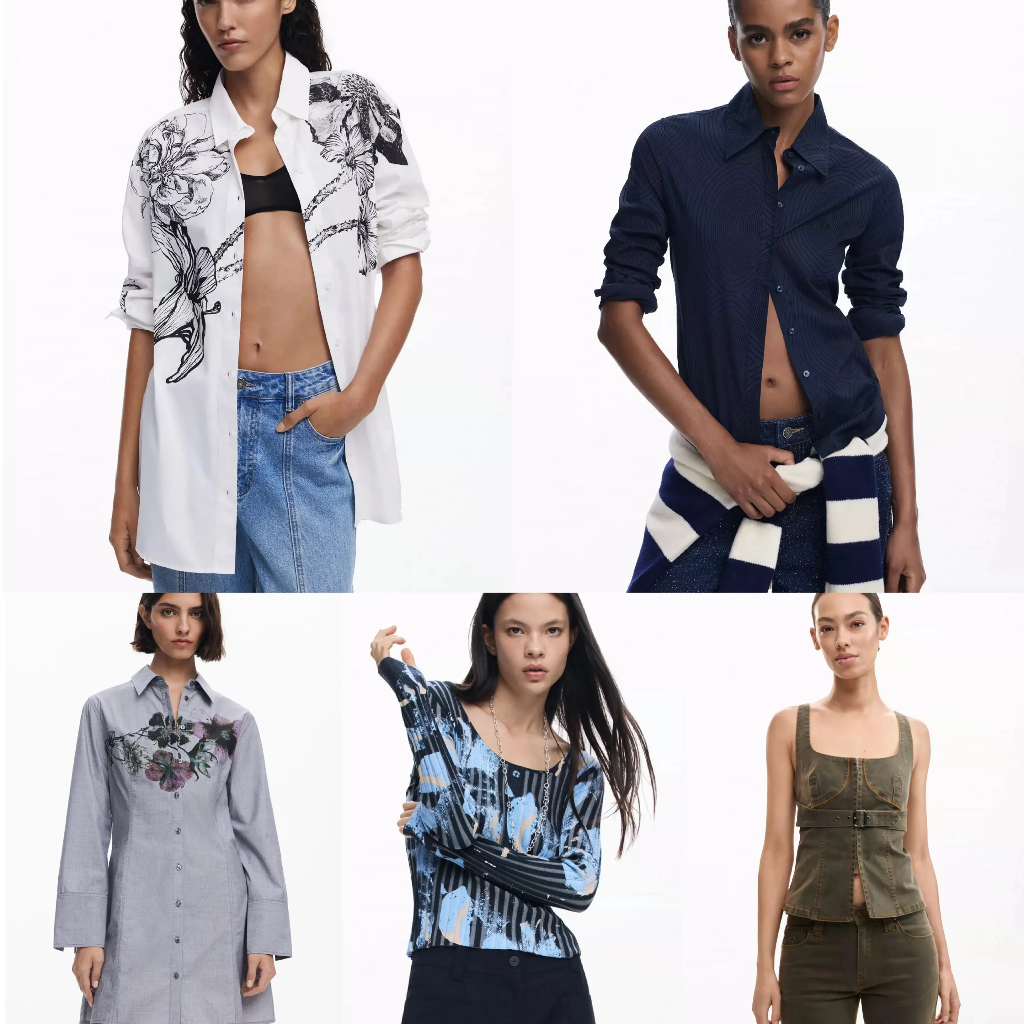 

Европейская, американская, испанская оригинальная рубашка свободного кроя с вышивкой, новинка 2026 года, дизайнерский стиль