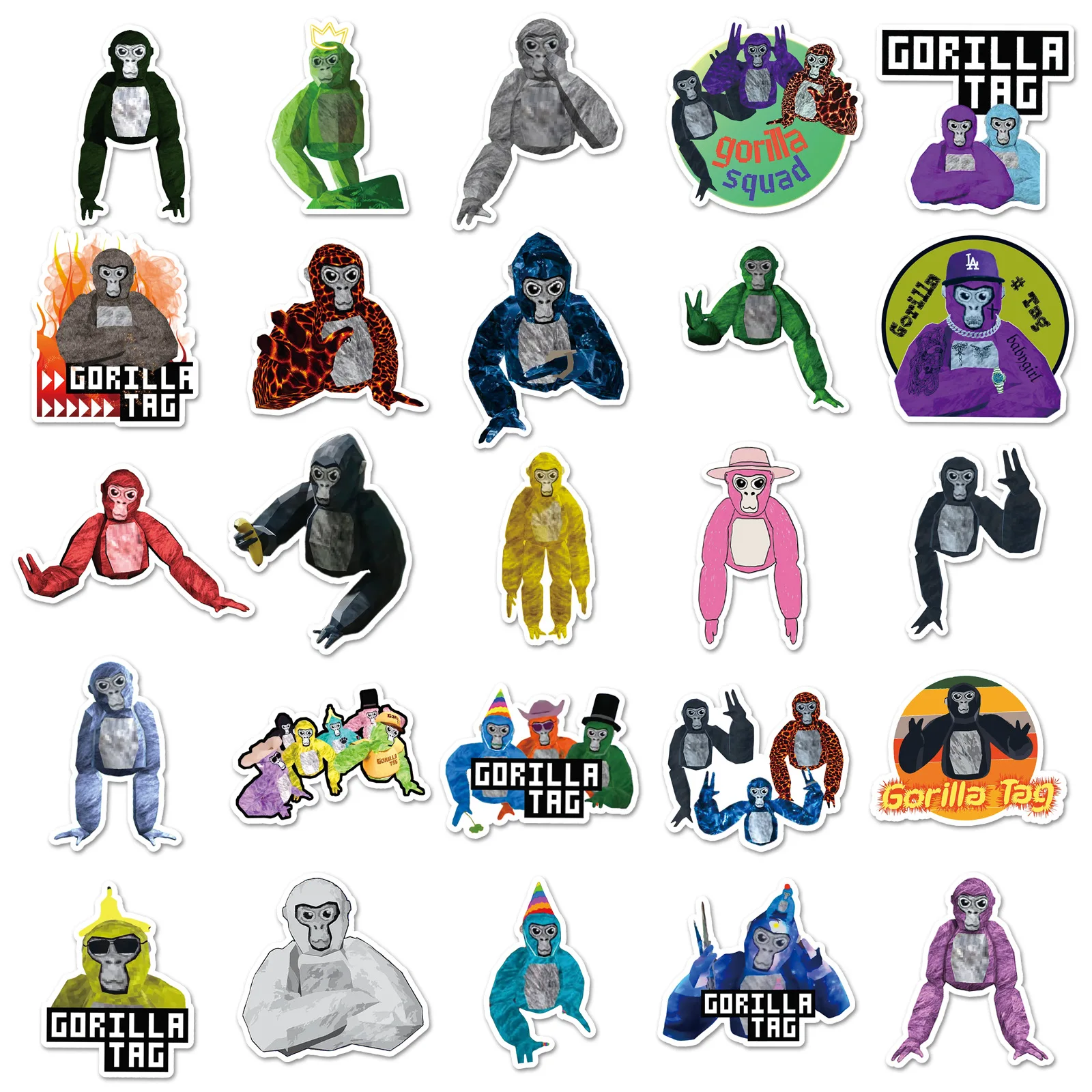 

10/50PCS Hot Game Gorilla Tag Sticker Cartoon Funny Cool Creative Decorative Pencil Box Mobile Case Water Cup Desk Decal Toys