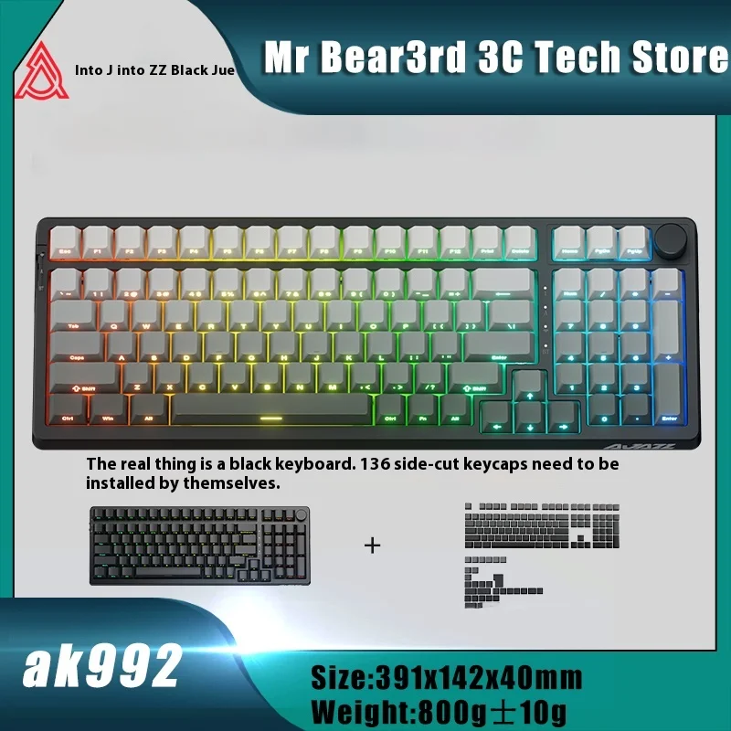 

AJAZZ AK992 Mechanical Keyboard Bluetooth 2.4G Wireless RGB 100 Keys Hot Swap Ergonomic USB Keyboards For pro Gamer Laptop PC