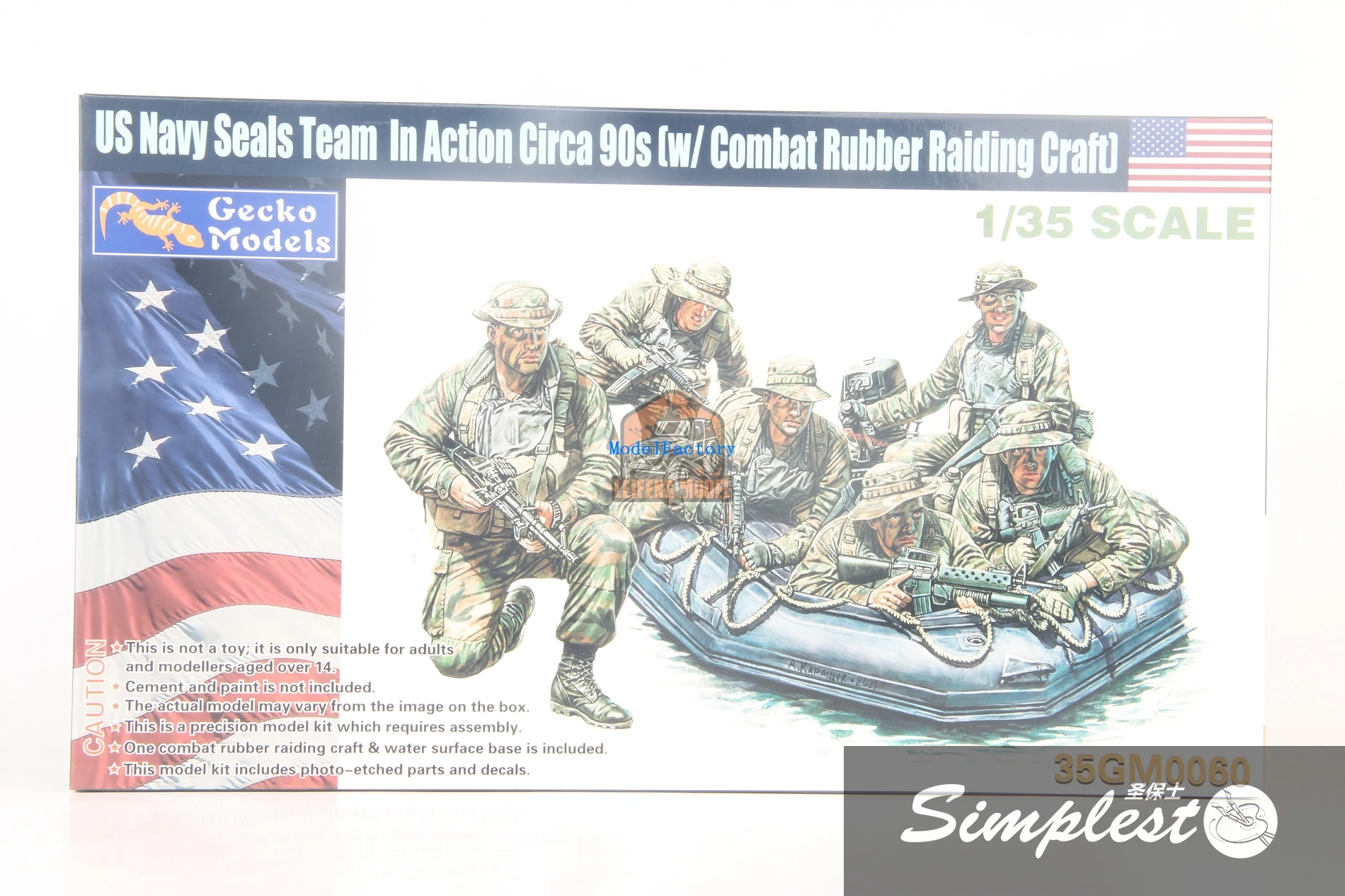 

Gecko 35GM0060 1/35 Scale US Navy Seals Team in Action Cirica 90s (w/Combat Rubber Raiding Craft) Plastic Model Kit