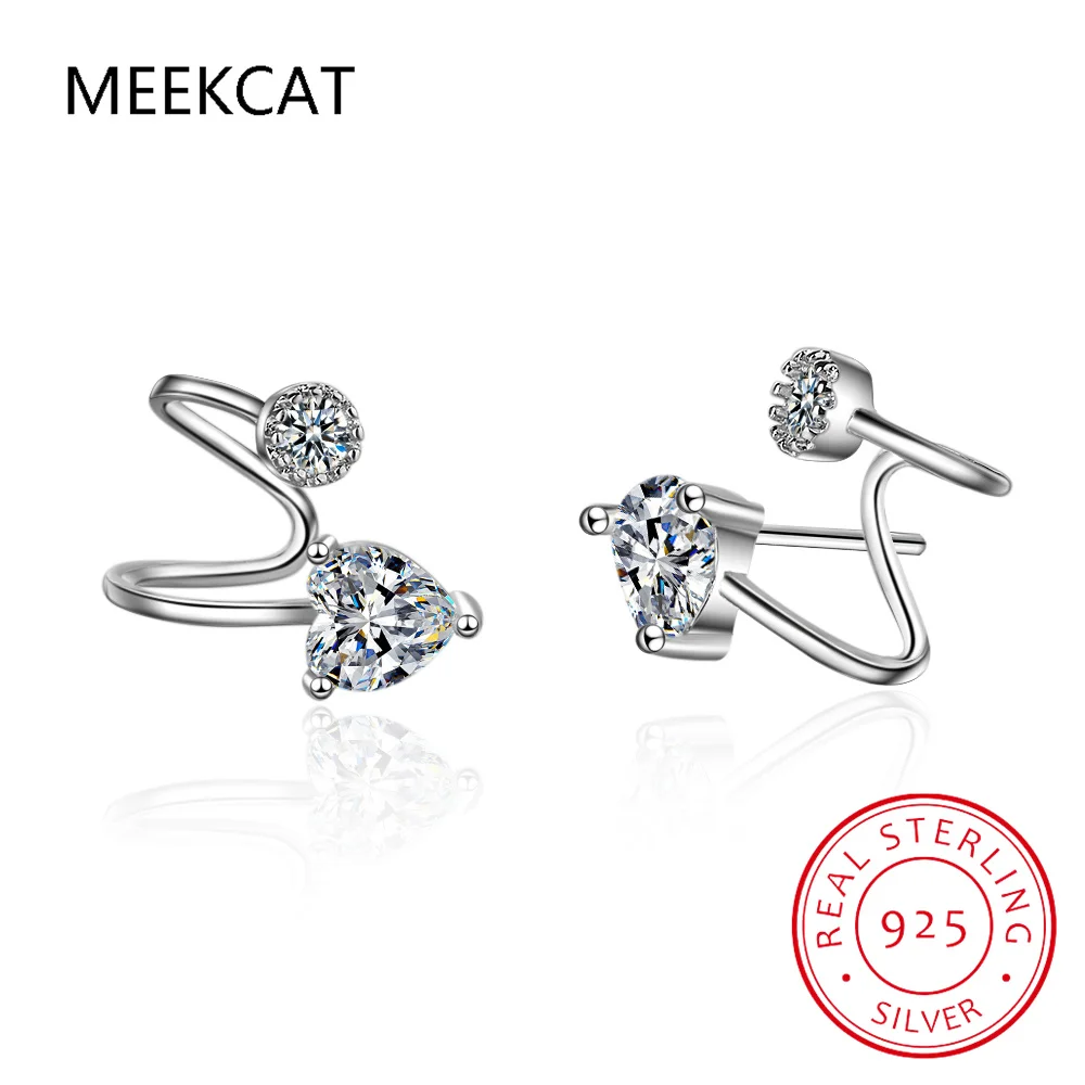 Cuff Earrings for Women 925 Sterling Silver 0.6cttw Pear Cut D Moissanite Ear Clips Earrings Accessories Fine Jewelry Gift