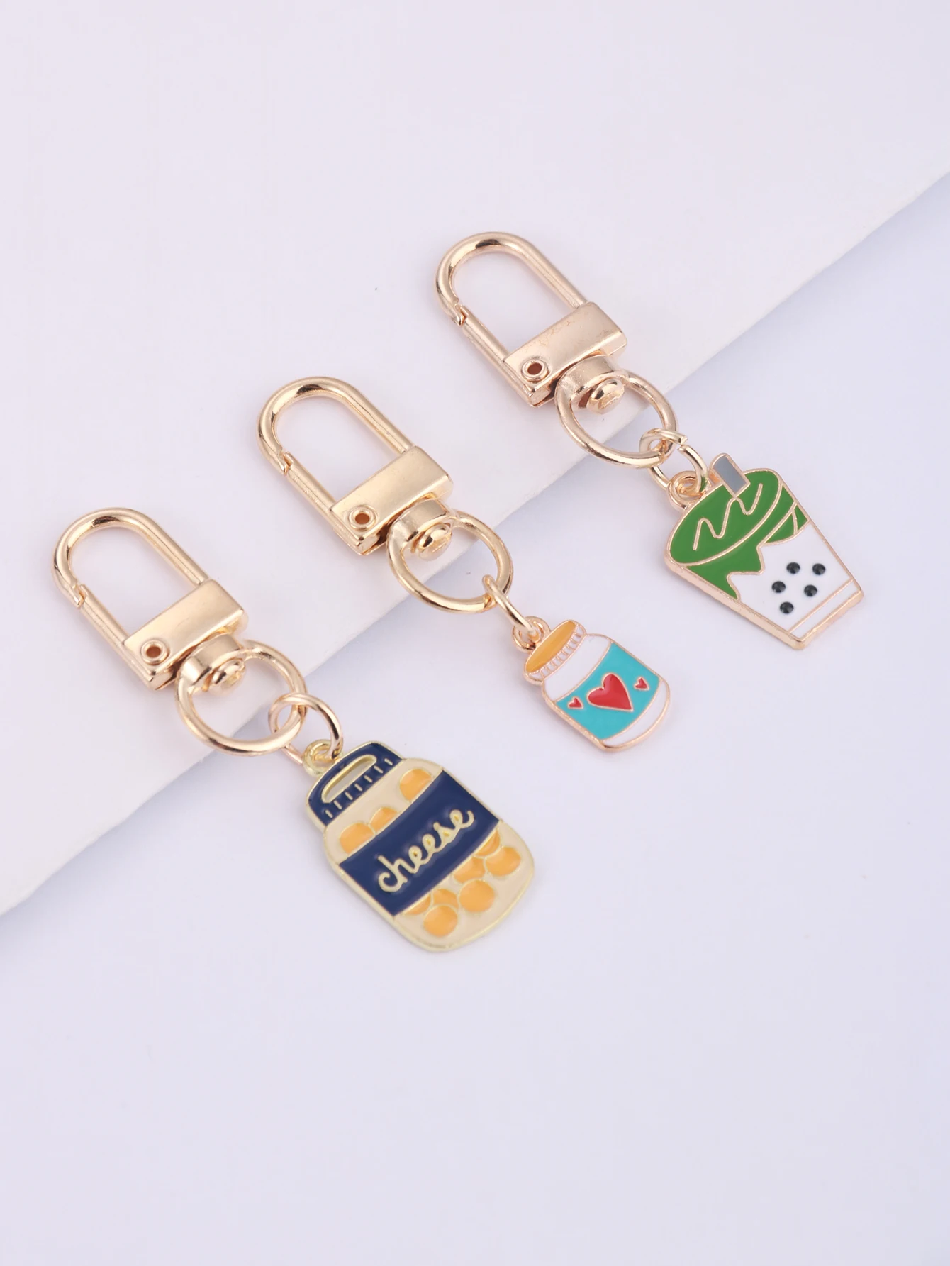 10 Stück niedliche Legierung Milch tee Getränk Schlüssel bund Mode Metall Schlüssel ring Dekoration Brieftasche Tasche Rucksack Zubehör Party zubehör – Detail 5