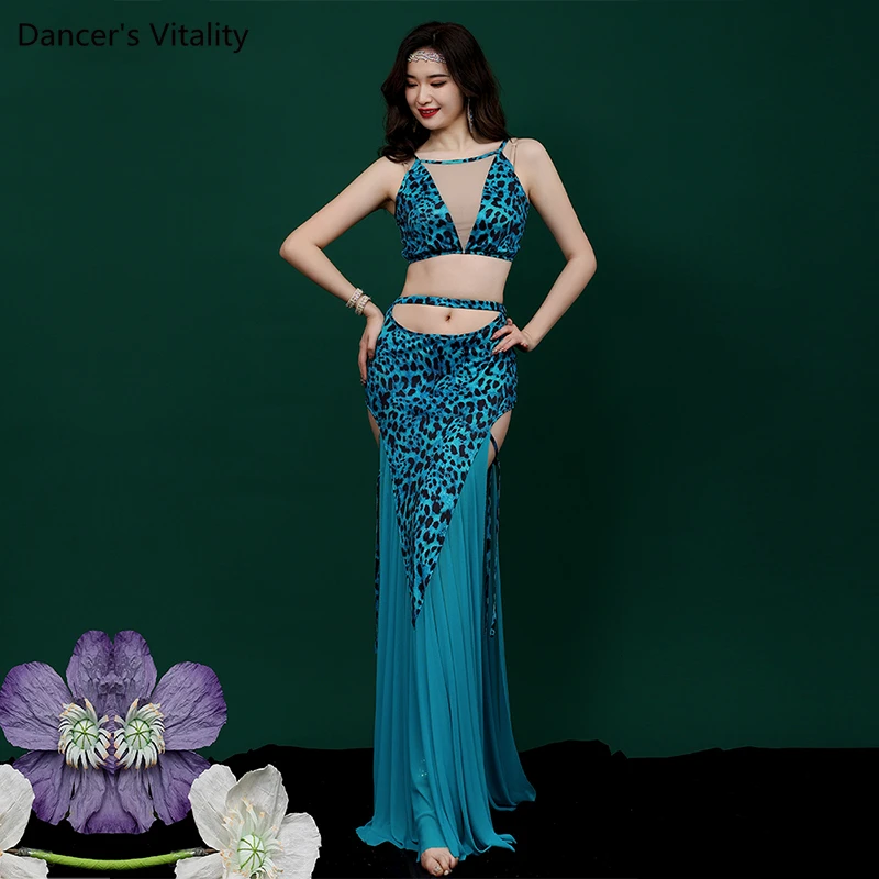 Dancer's Vitality  Belly Dance Costumes Set Tie Dyed Leopard Print Dance Performance Suit Female Oriental Dance Clothing