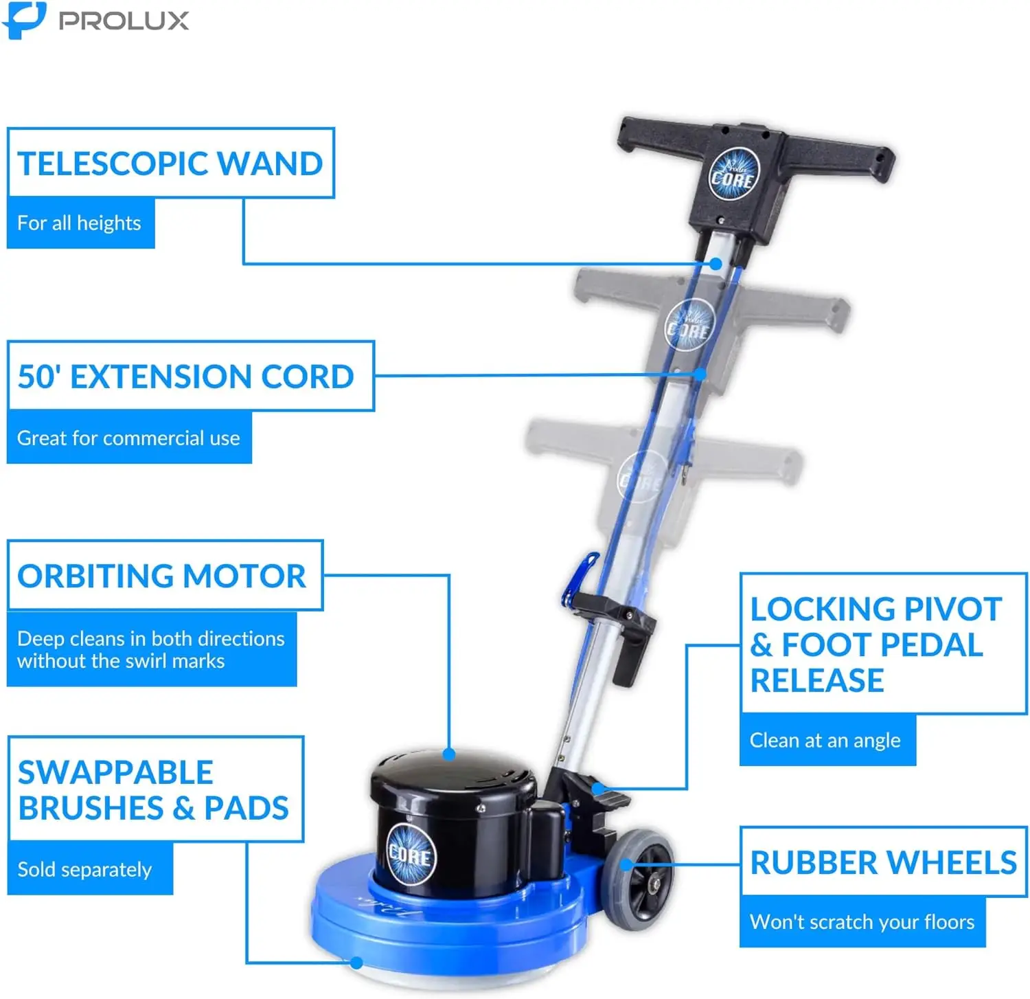 Prolux الأساسية-وسادة واحدة للخدمة الشاقة ، ملمع تجاري ، آلة عازلة للأرضيات ، جهاز تنظيف البلاط ، عازلة للخدمة المتوسطة فقط ، 13 بوصة